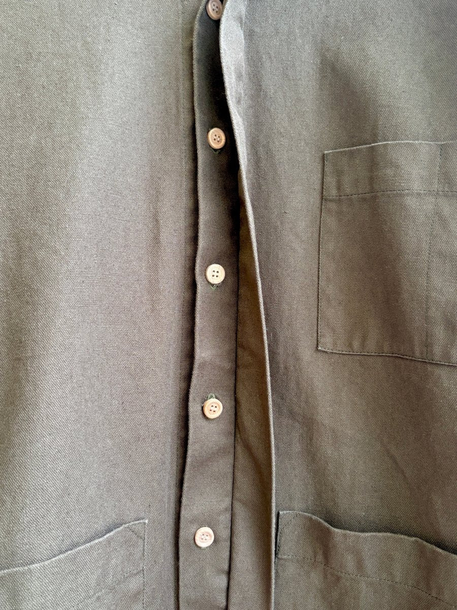 Utility Shirt Button Up in Moss Hemp - Cotton w/ Patch Pockets - Made X Hudson