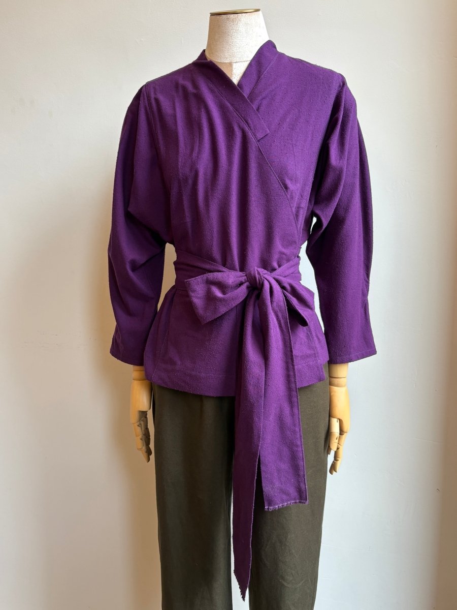 Aubergine Zero Waste Front Wrap Blouse - Made X Hudson