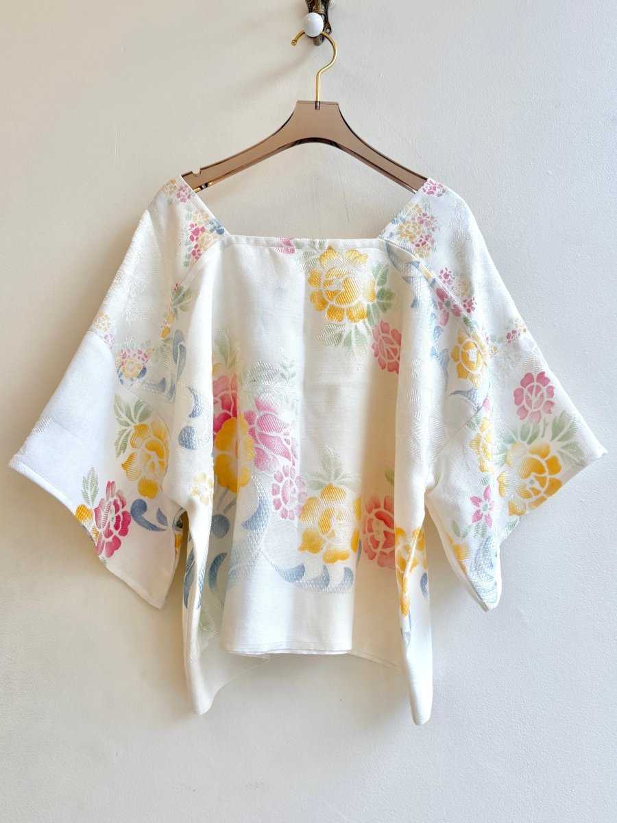 Soft Pastel Floral Jacquard with Square Neck | Picnic Top - Made X Hudson