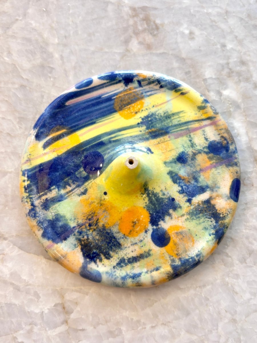 Blue & Lemon Incense Holder w/ No Lip - Made X Hudson