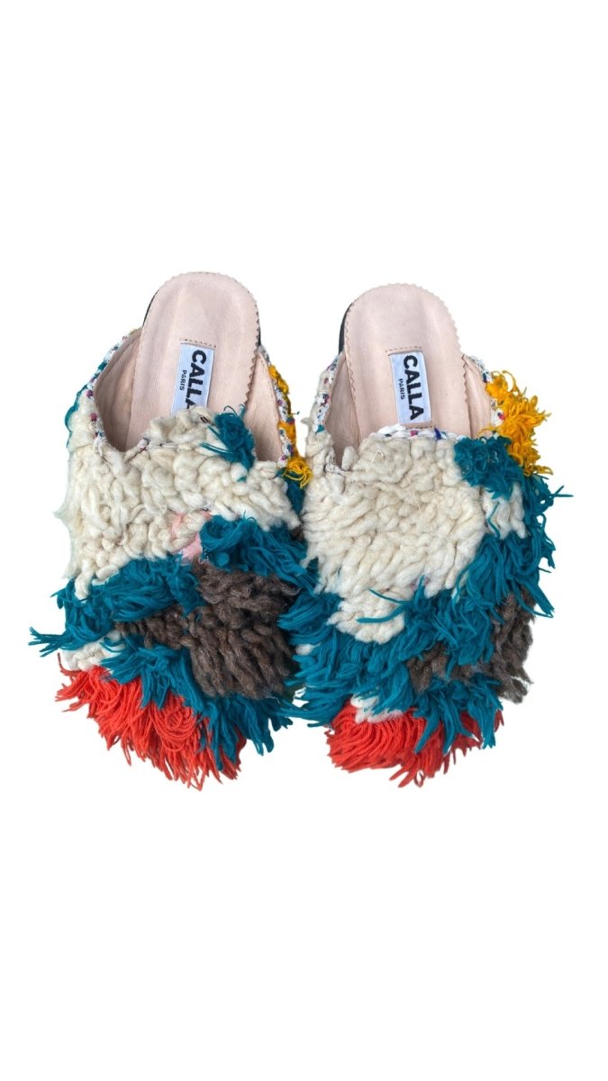 Niki Babouche Flats In Colors Cream, Teal, Brown & Orange (Size 38) - Made X Hudson
