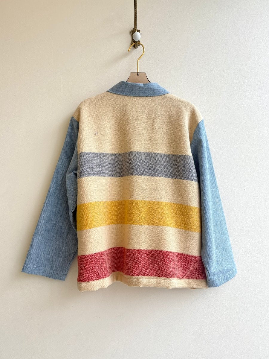 Denim w/ Red, Yellow, & Blue Stripes Heritage Utility Jacket - Made X Hudson