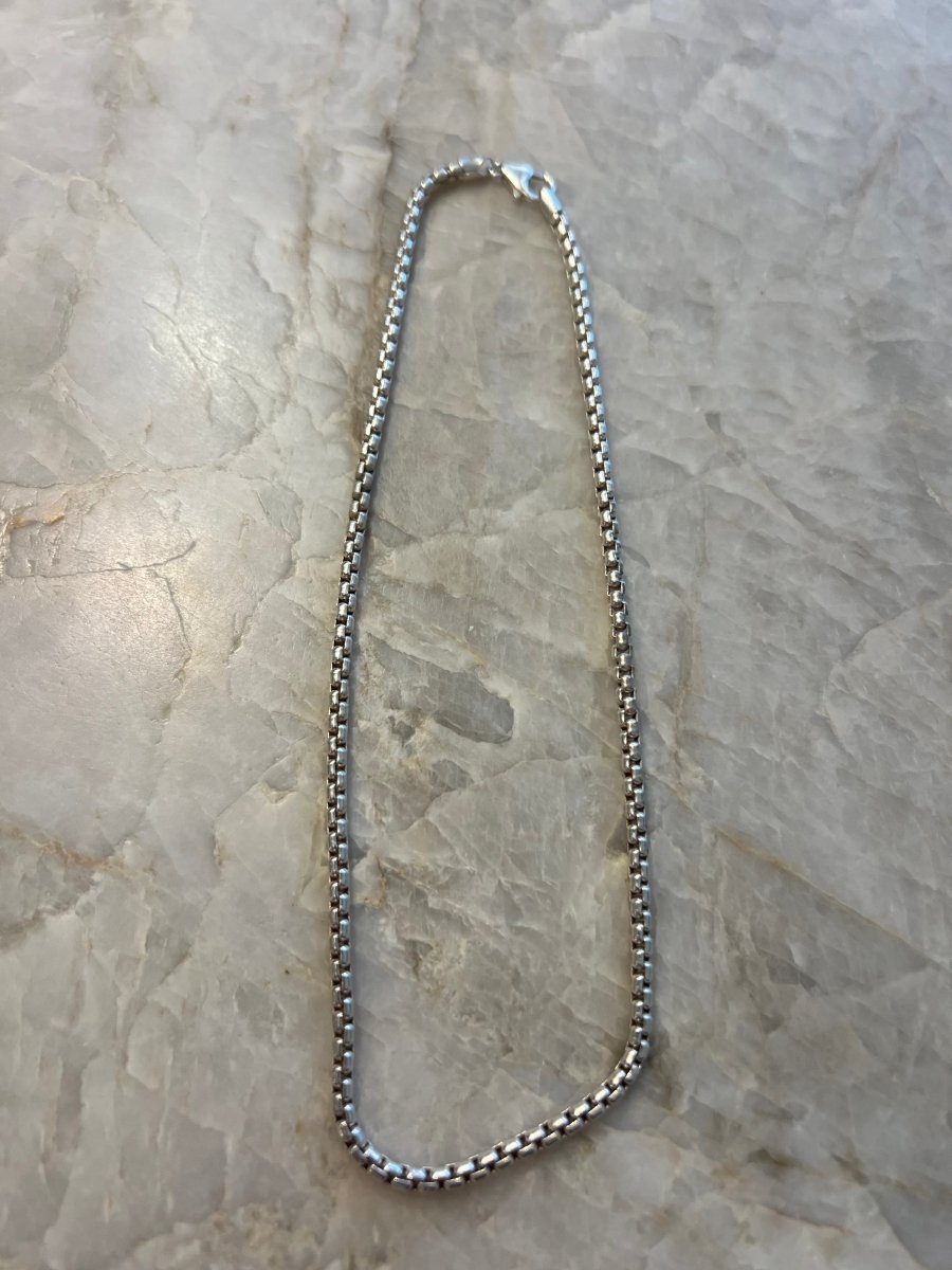 Vintage Thick Sterling Silver Box Chain Necklace (Vintage) - Made X Hudson