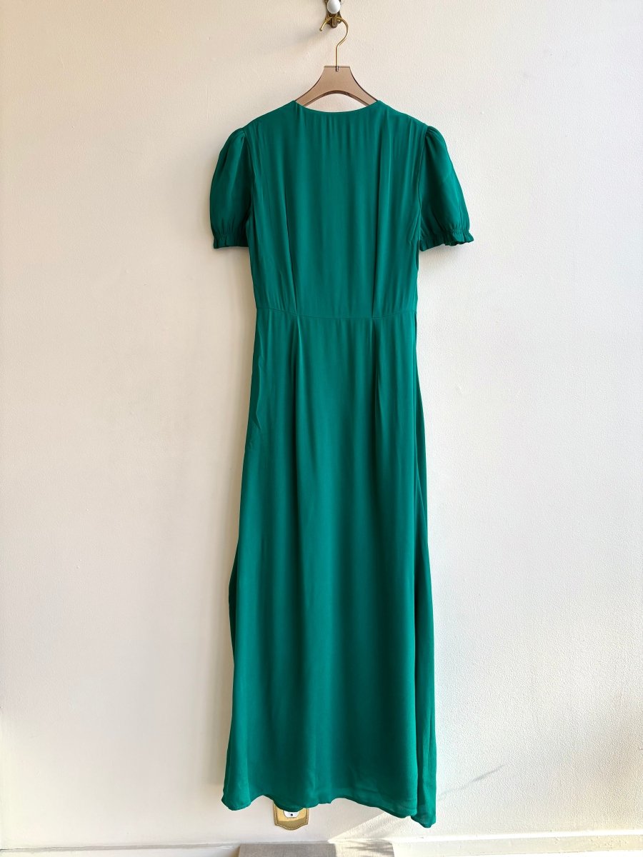 HVN | Green Dress with Yellow Roses (Vintage) - Made X Hudson