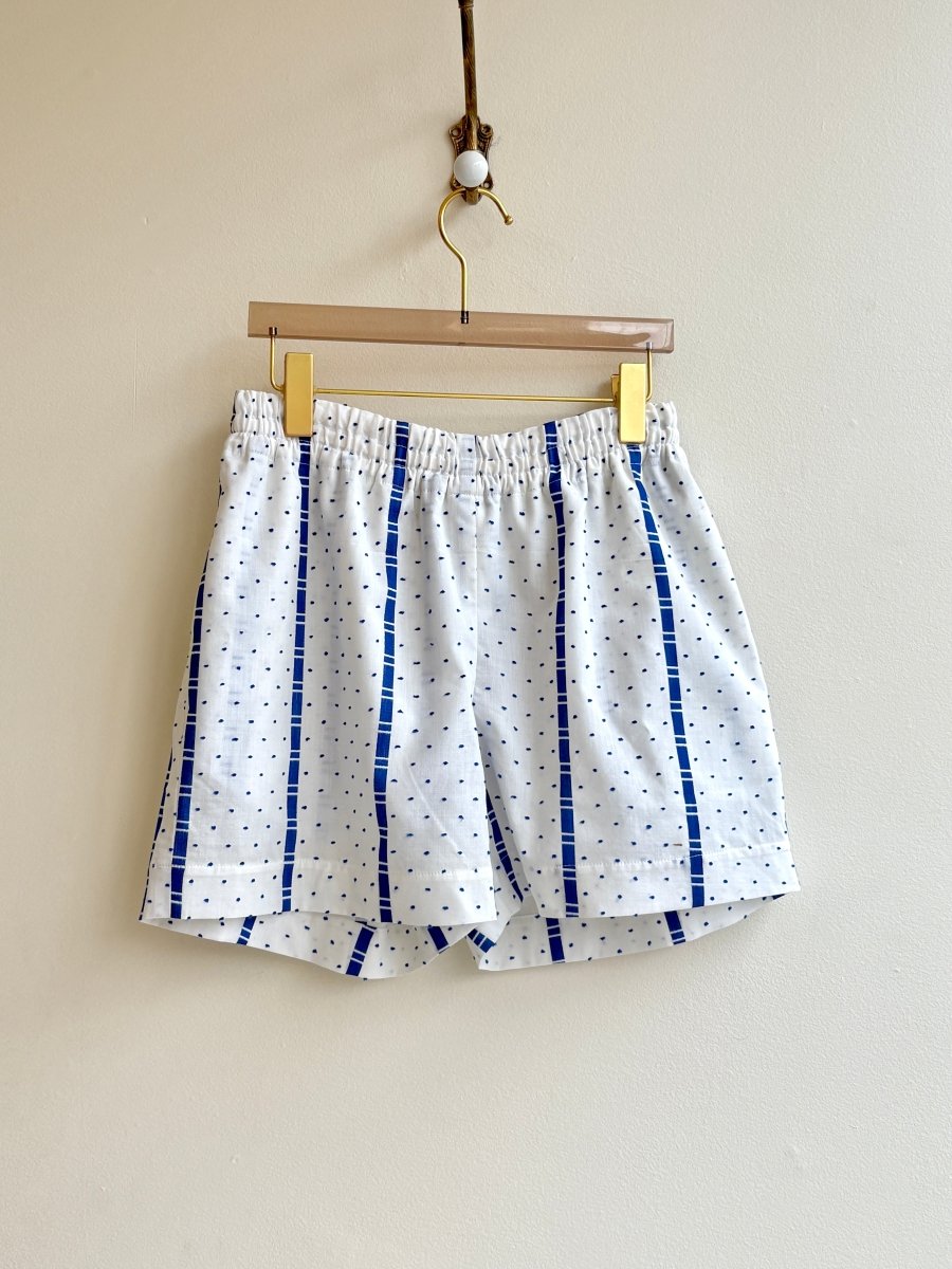 Blue & White Wide Stripe Polka - Dot Town Shorts - Made X Hudson