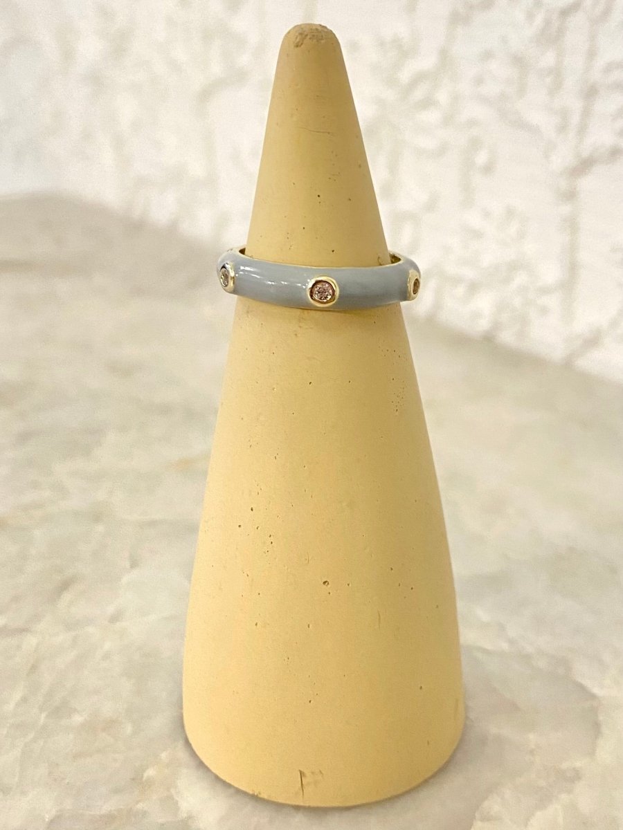 Gold Filled Enamel Ring w/ Cubic Zirconia Stones - Made X Hudson