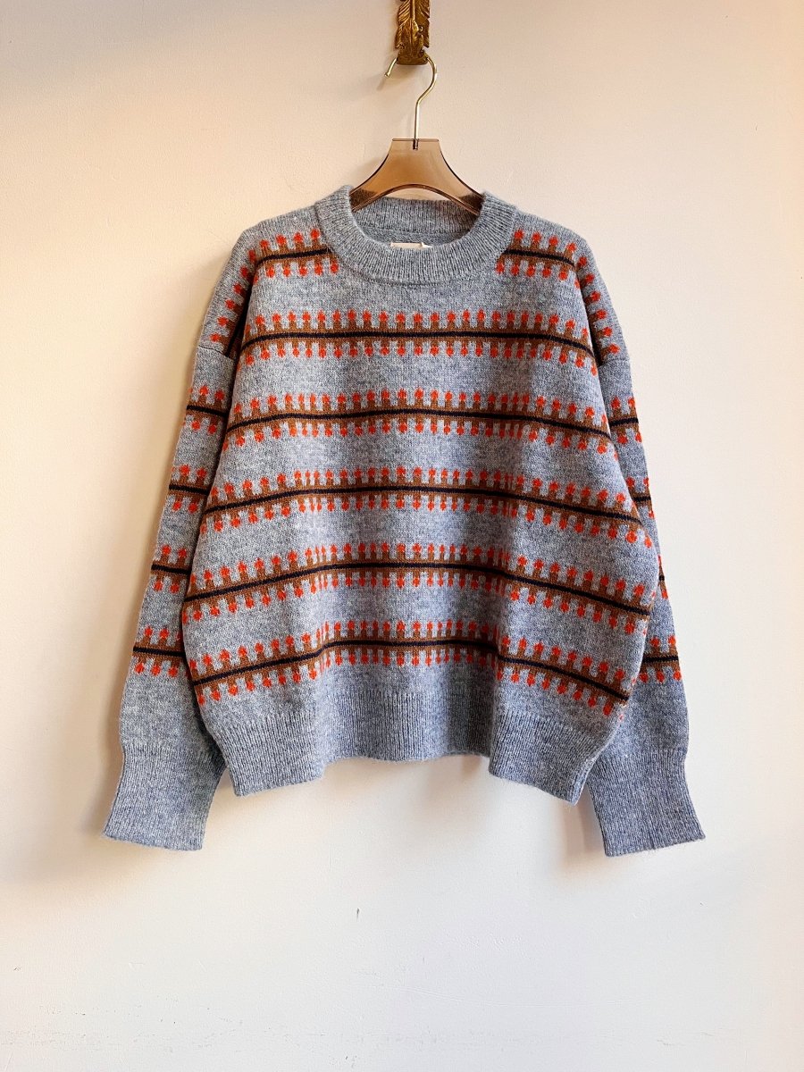 Cornflower + Orange | Vera Fairisle Crew Sweater (Multiple Sizes) - Made X Hudson