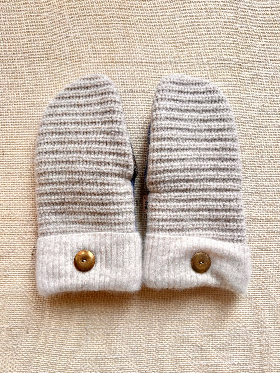 Cream, Autumn Mix, Steel Blue Wool Mittens - Made X Hudson