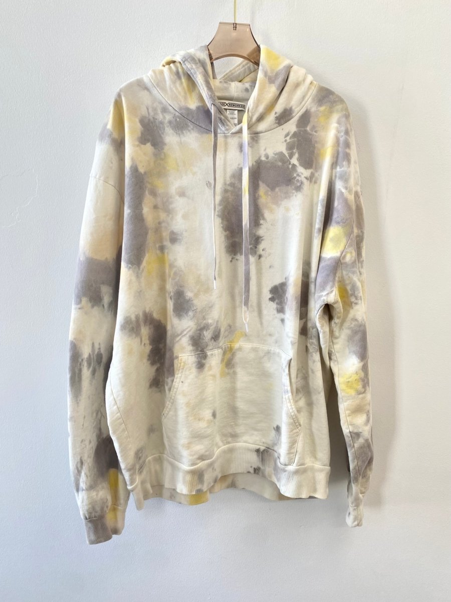Grey & Lemon Yellow Marbled Hoodie (Reworked) - Made X Hudson