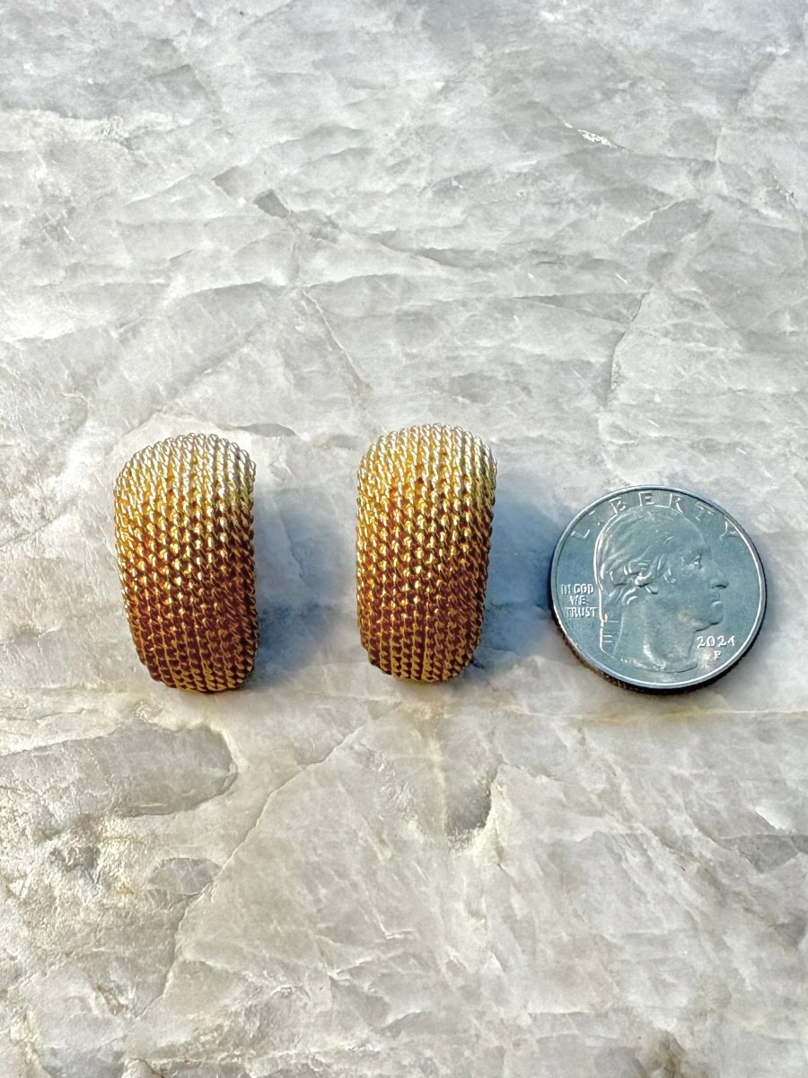 Cascading Braided Gold Tone Clip On Earrings (Vintage) - Made X Hudson