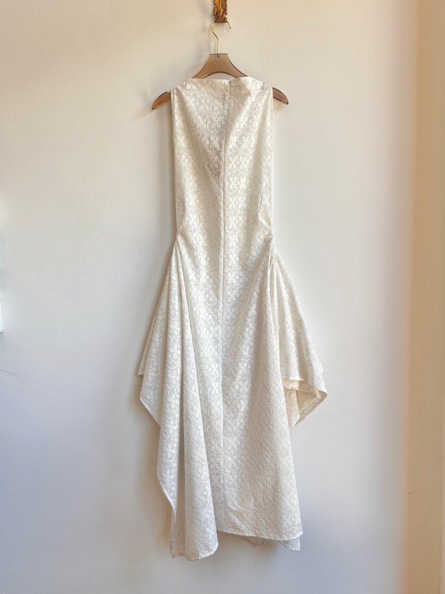 Zero - Waste Dress in White Floral Cross Stitch - Made X Hudson
