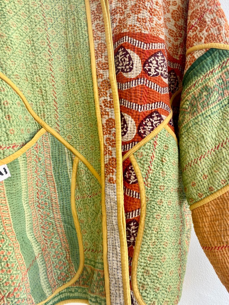 Reversible Ladhiya Quilted Jacket in Colors Orange, Yellow, Green & Purple, Blue - Made X Hudson