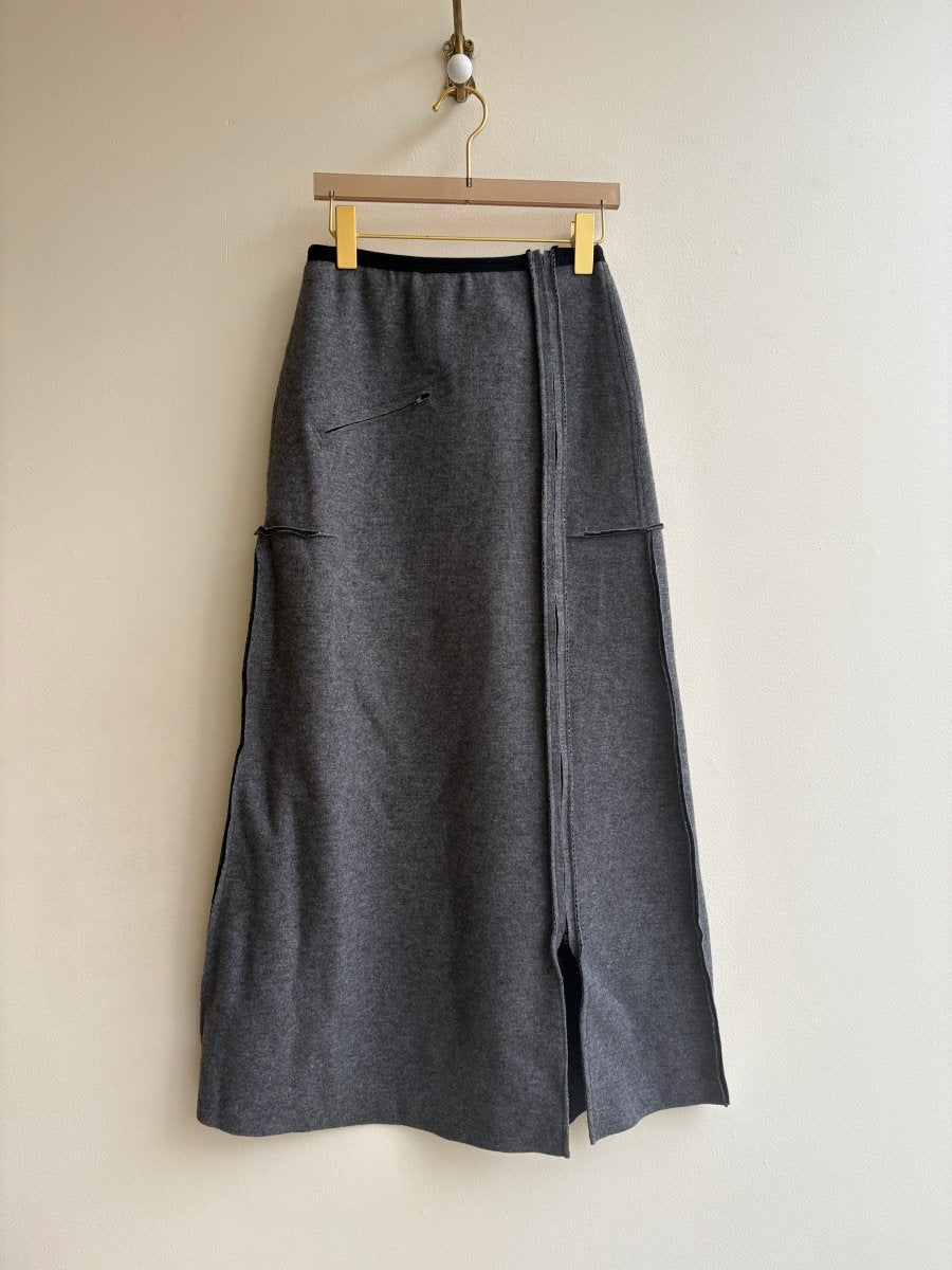 Grey Wool Over Skirt w/ One Pocket & Adjustable Zipper Front (Multiple Sizes) - Made X Hudson