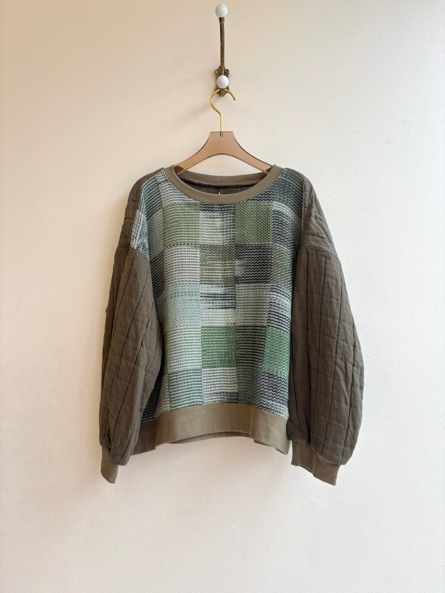 Olive Handwoven Double Quilted Sweater - Made X Hudson
