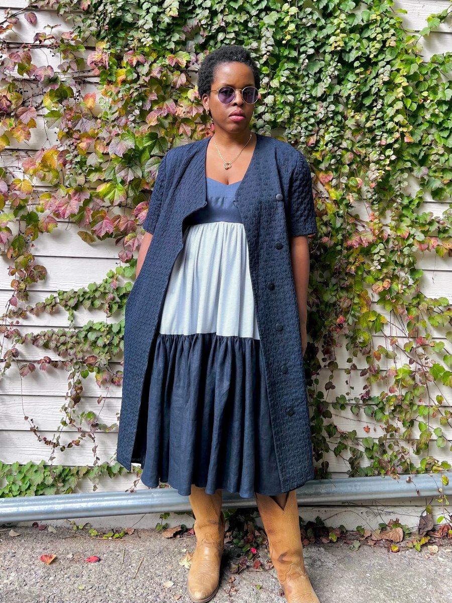 Fitted Navy Blue Tiered Dress - Made X Hudson