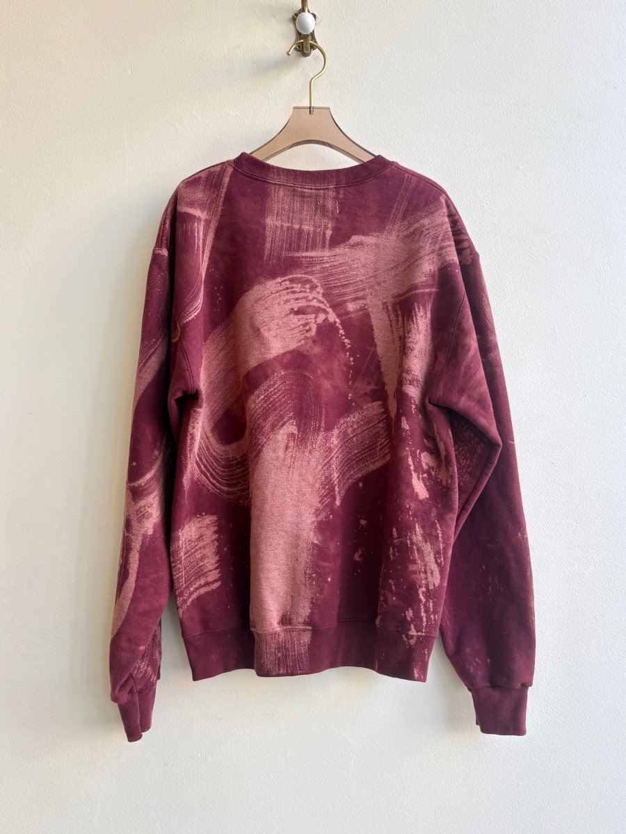 Burgundy Brushstroke Texture Crewneck (Reworked) - Made X Hudson