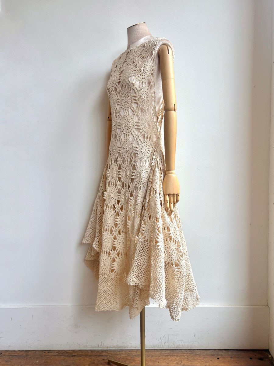 Zero-Waste Dress in Antique White Crochet Lace - Made X Hudson