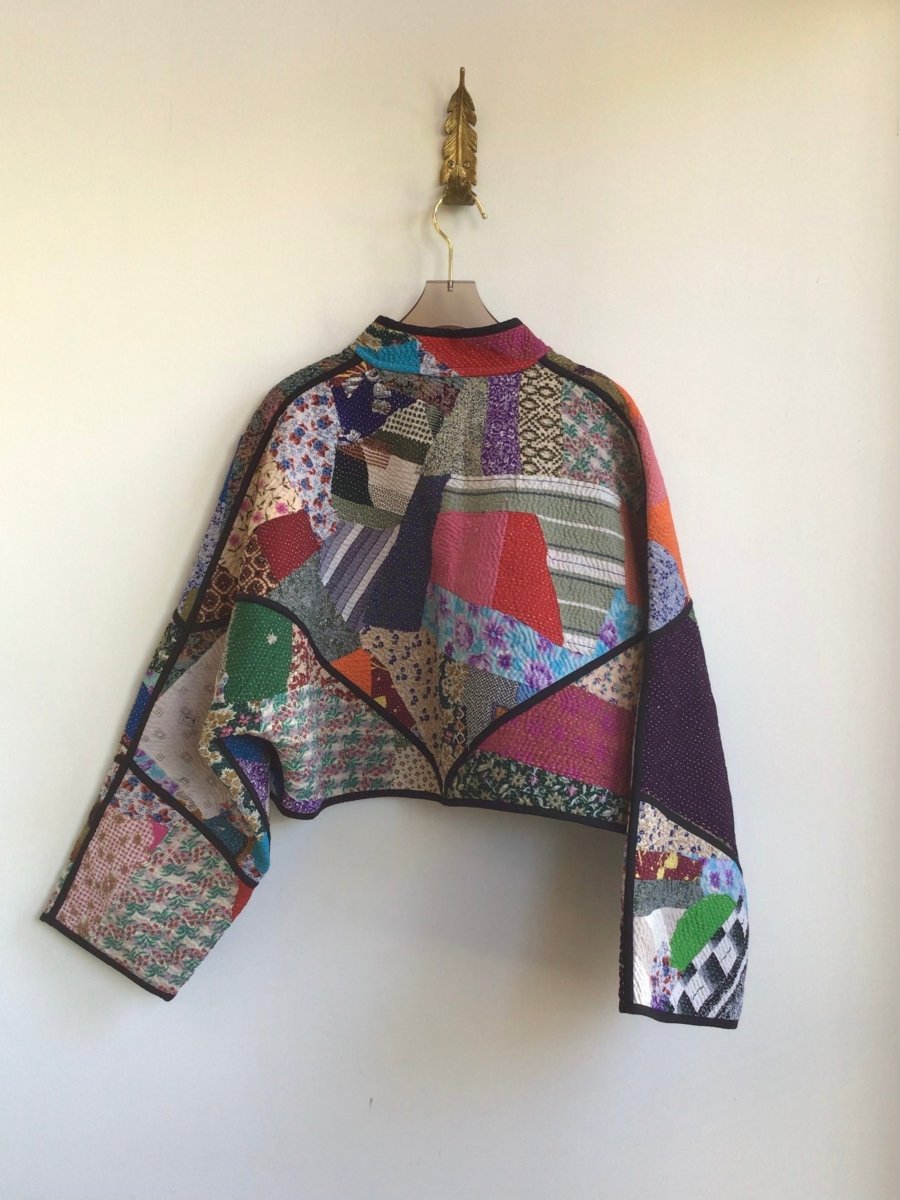 Reversible Kaira Quilted Cropped Jacket in Colors Grey, Brown & Orange, Blue, Pink, Green, Purple, Red, Black - Made X Hudson