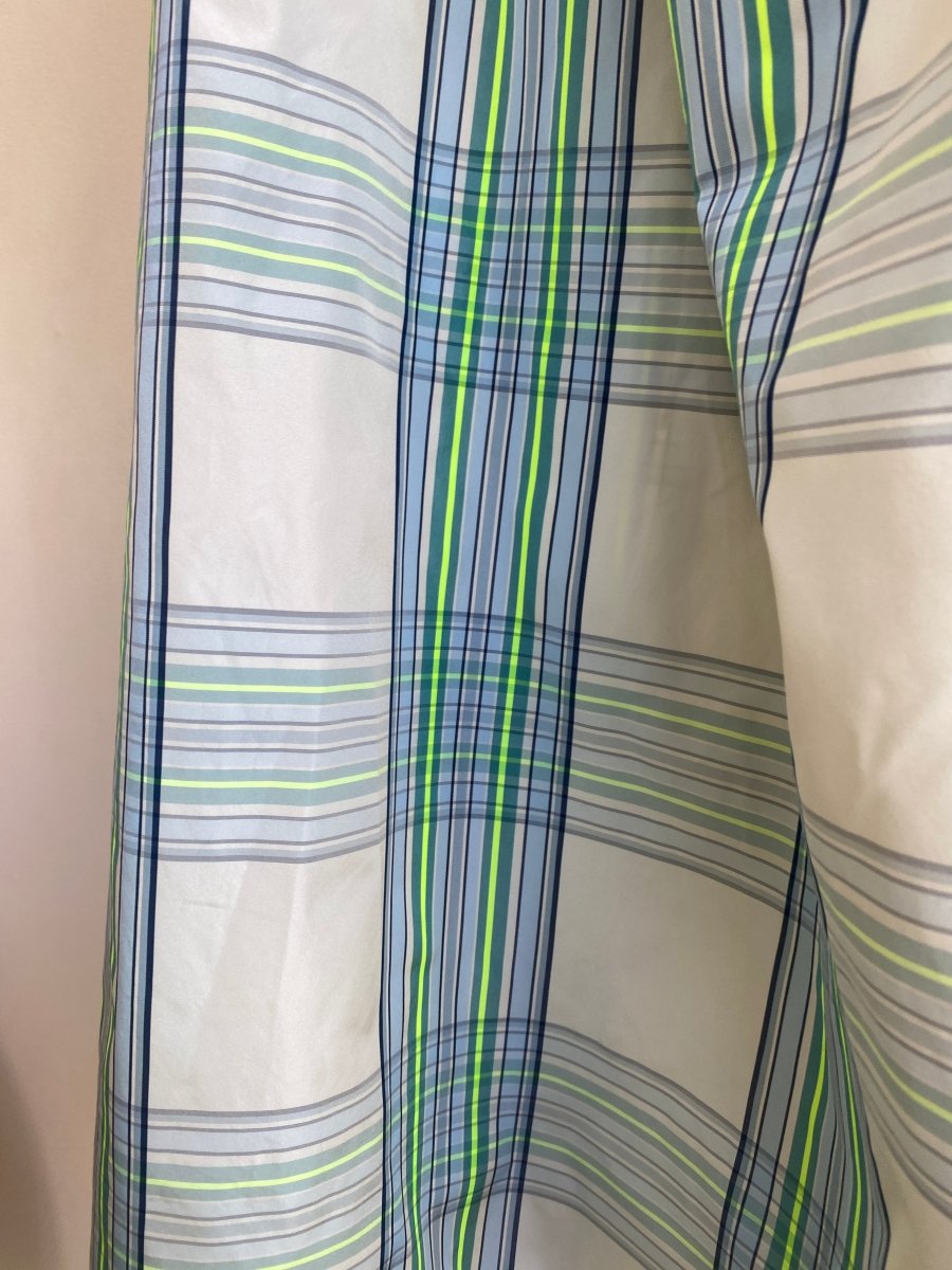 AKRIS | Plaid Skirt in Neon Yellow, Teal, Blue, & White (Vintage) - Made X Hudson