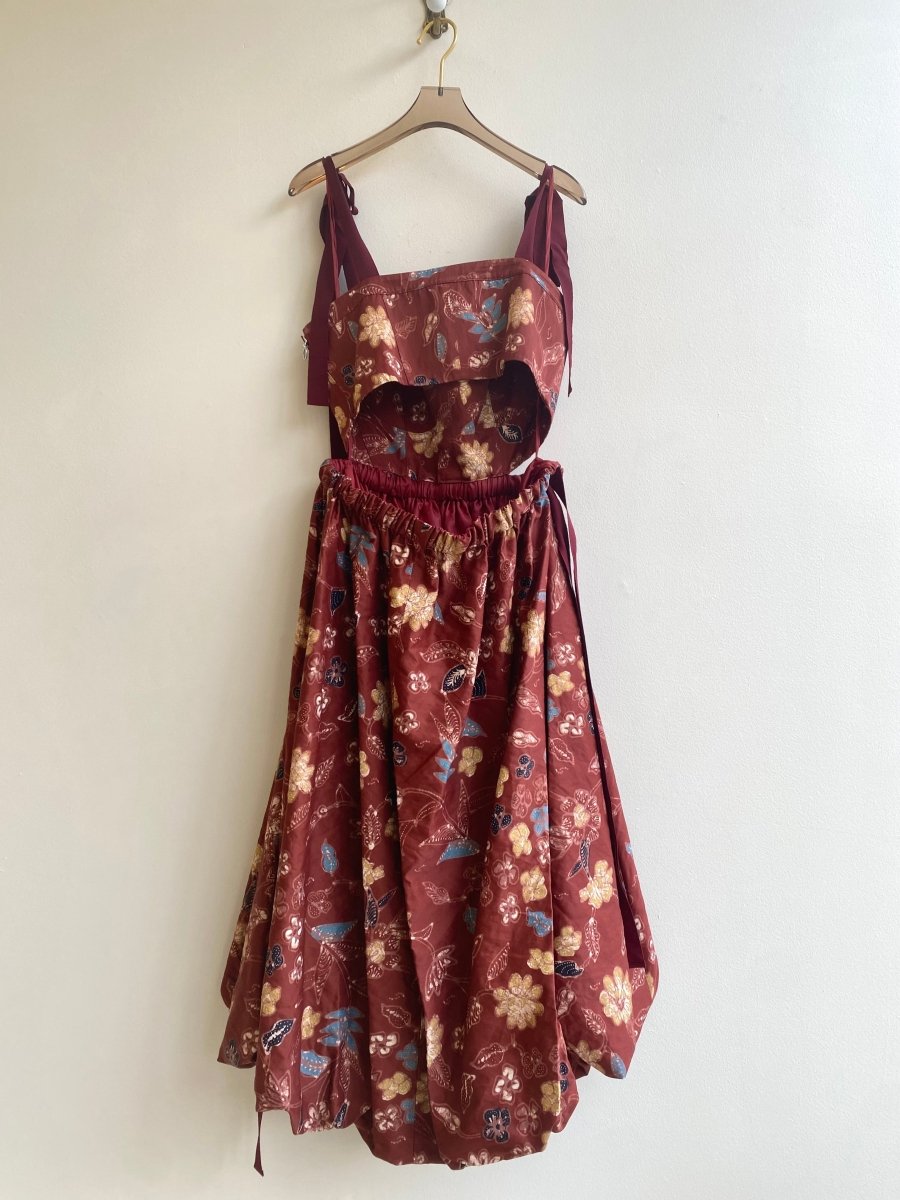Ulla Johnson | Maroon Floral Adjustable Strap & Waist Dress (Vintage) - Made X Hudson