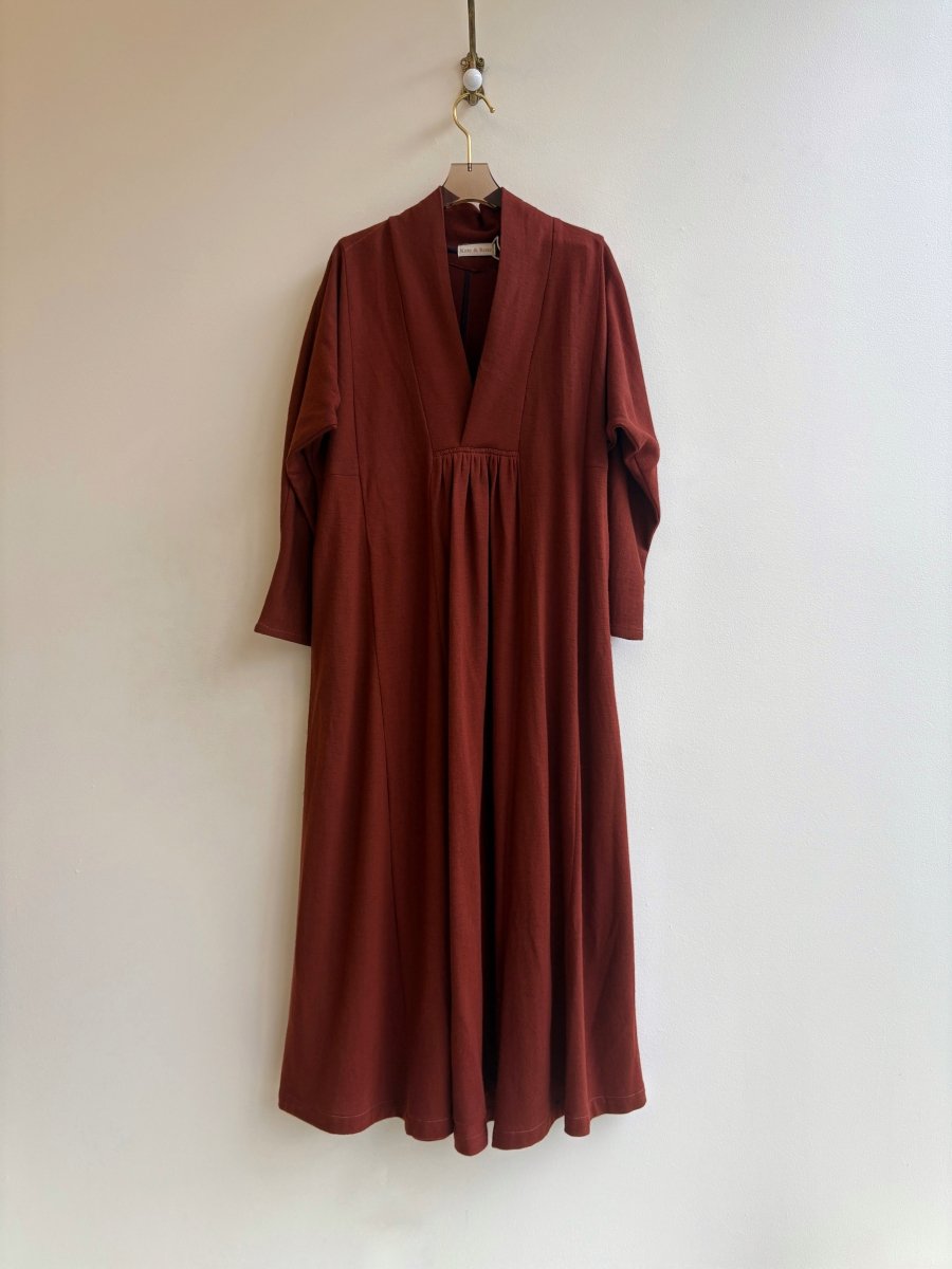 Orange Wool Blend Zero Waste Caftan Dress - Made X Hudson