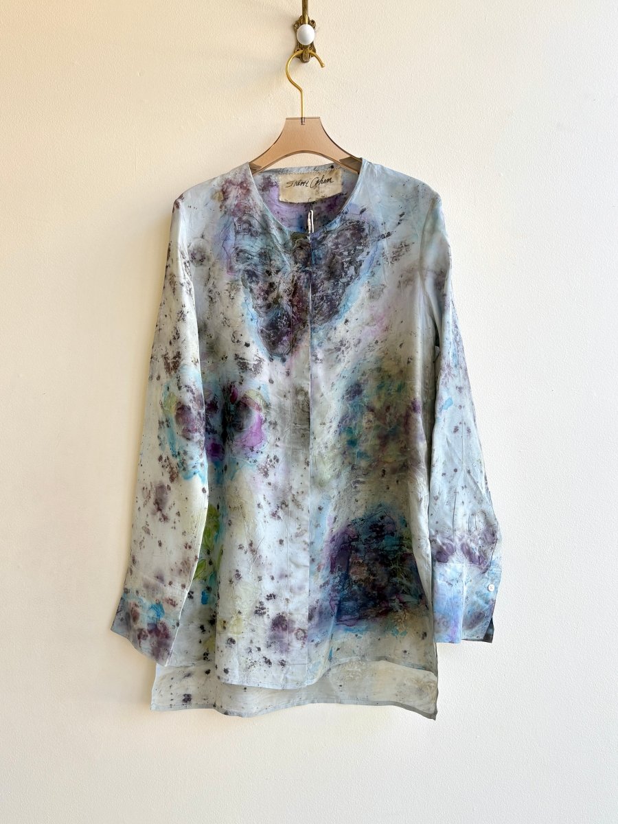 Blue Eco Printed & Hand Drawn Tunic Shirt (Reworked) - Made X Hudson