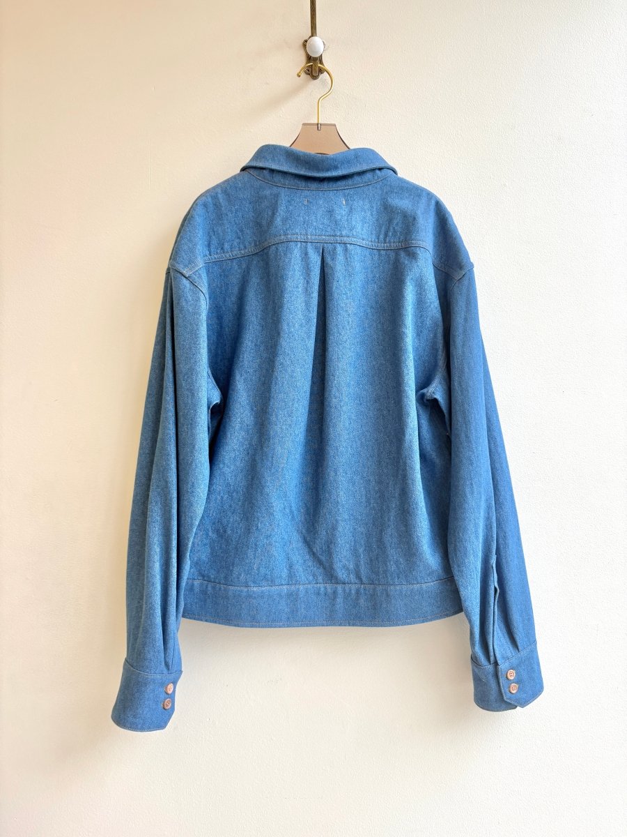 Light Denim Zip - up Leisure Jacket w/ Gold stitching - Made X Hudson