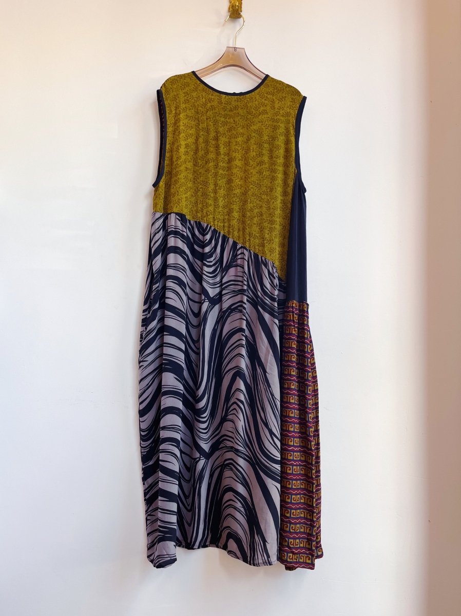 Anan Long Dress, Upcycled Silk in Colors Moss, Rust, Heather & Black - Made X Hudson