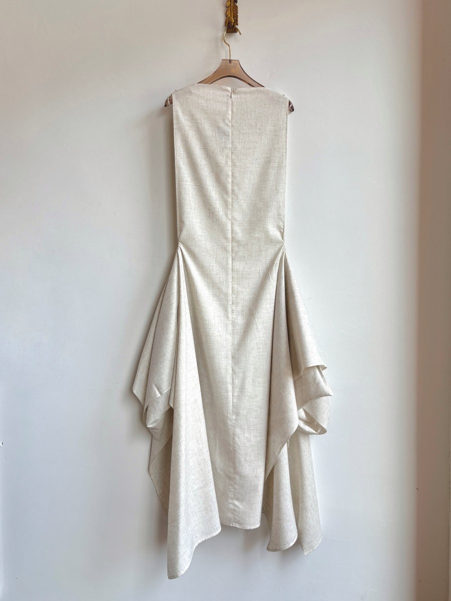 Zero - Waste Dress in Oatmeal Linen - Made X Hudson