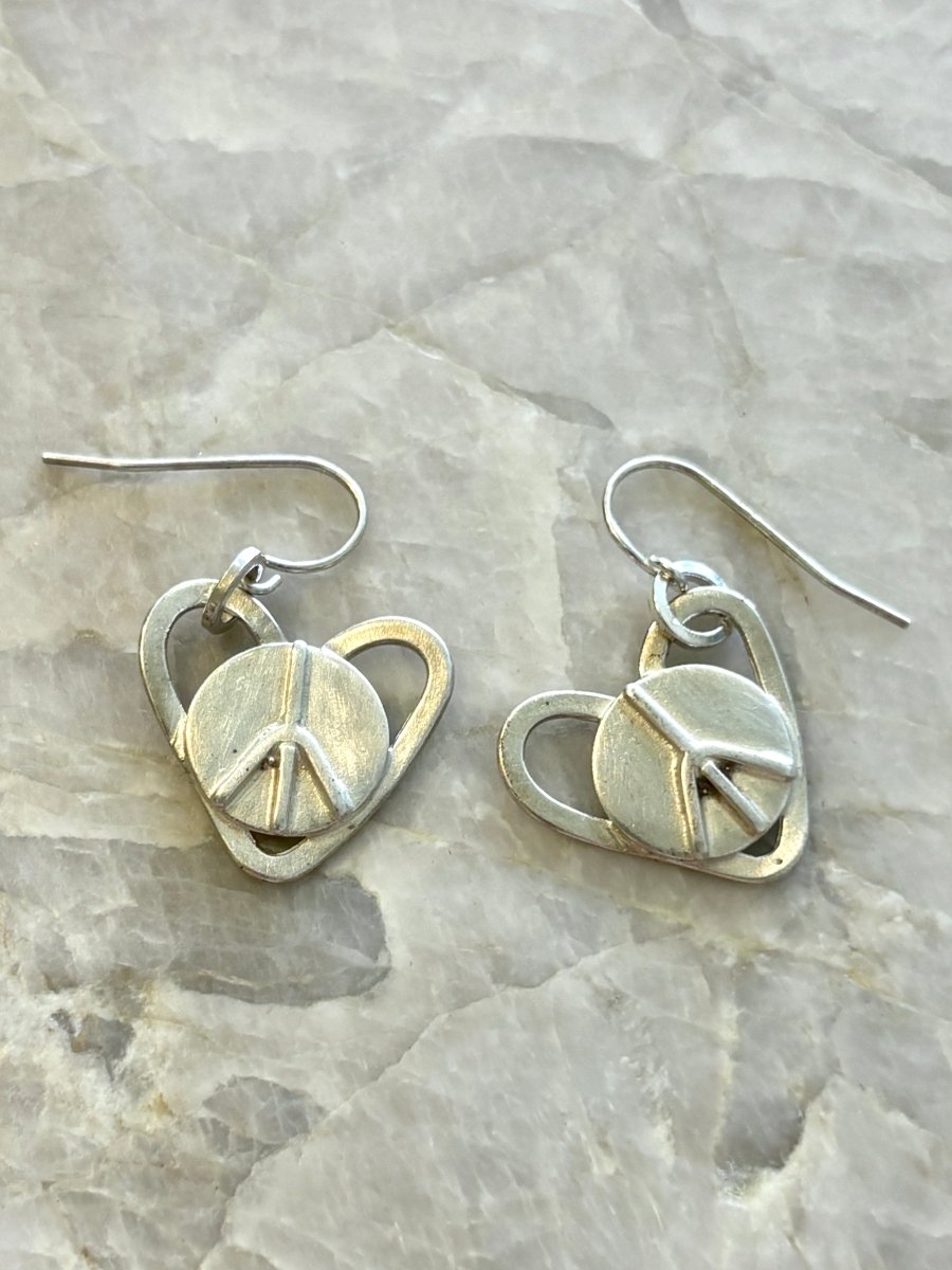 Handmade Sterling Silver Heart & Peace Earrings - Made X Hudson