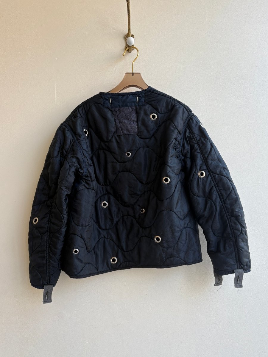 Deep Navy Army Liner Quilted Coat w/ Silver Grommets & Clasp (Reworked) - Made X Hudson