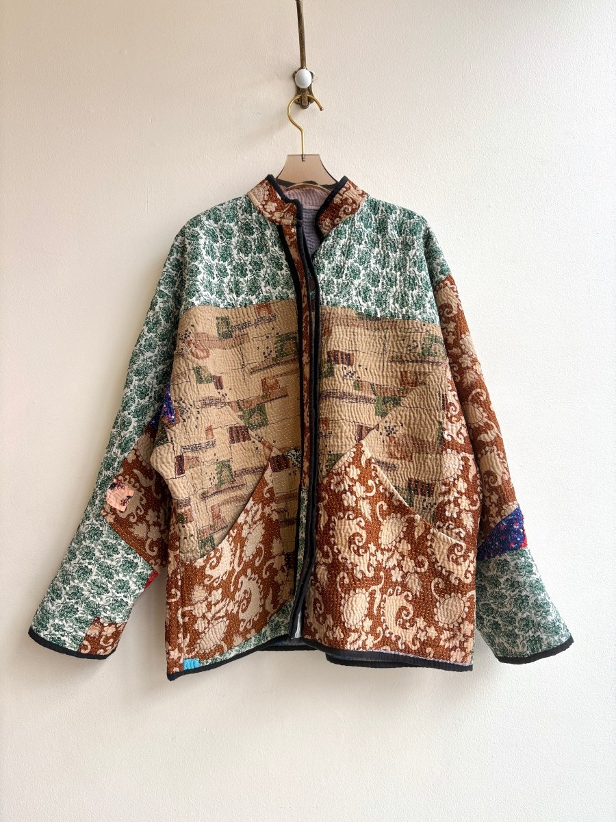 Reversible Ladhiya Quilted Jacket in Colors Sky, Mist, Lavender & Copper, Flame, Fern - Made X Hudson