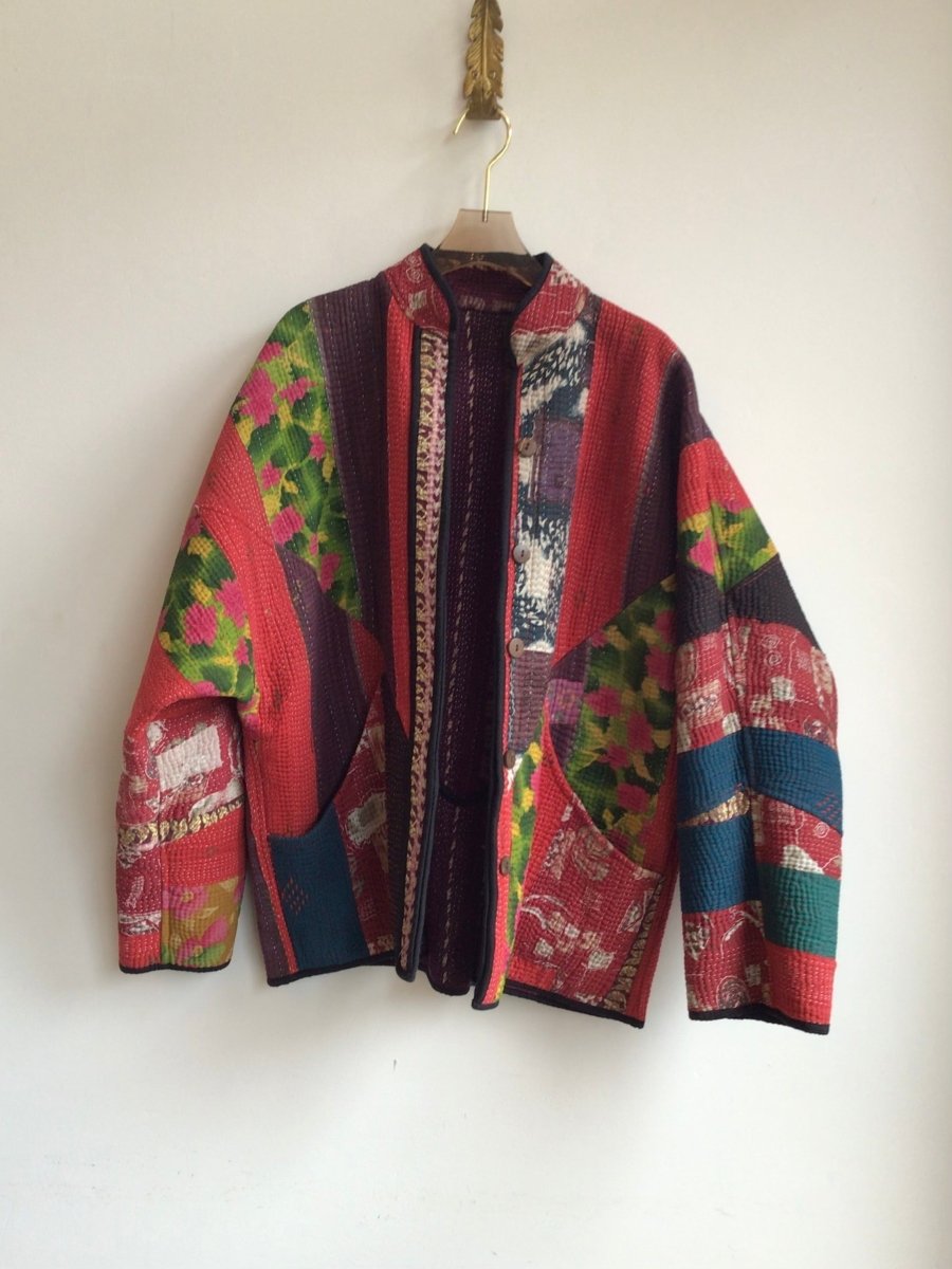 Reversible Ladhiya Quilted Jacket in Colors Burgundy, Red & Red, Purple, Pink, Green, Black - Made X Hudson