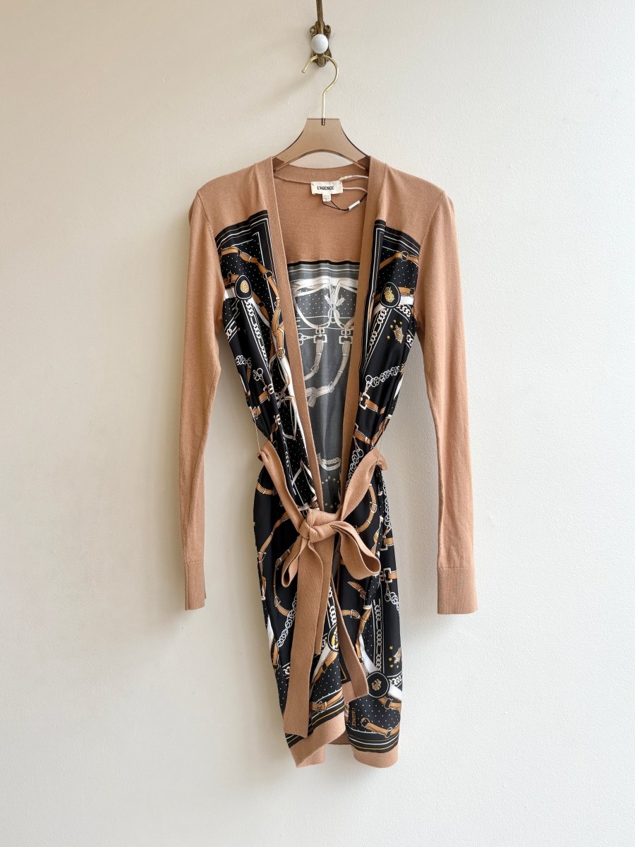 L'Agence | Camel Cardigan W/ Printed Scarf (Vintage) - Made X Hudson