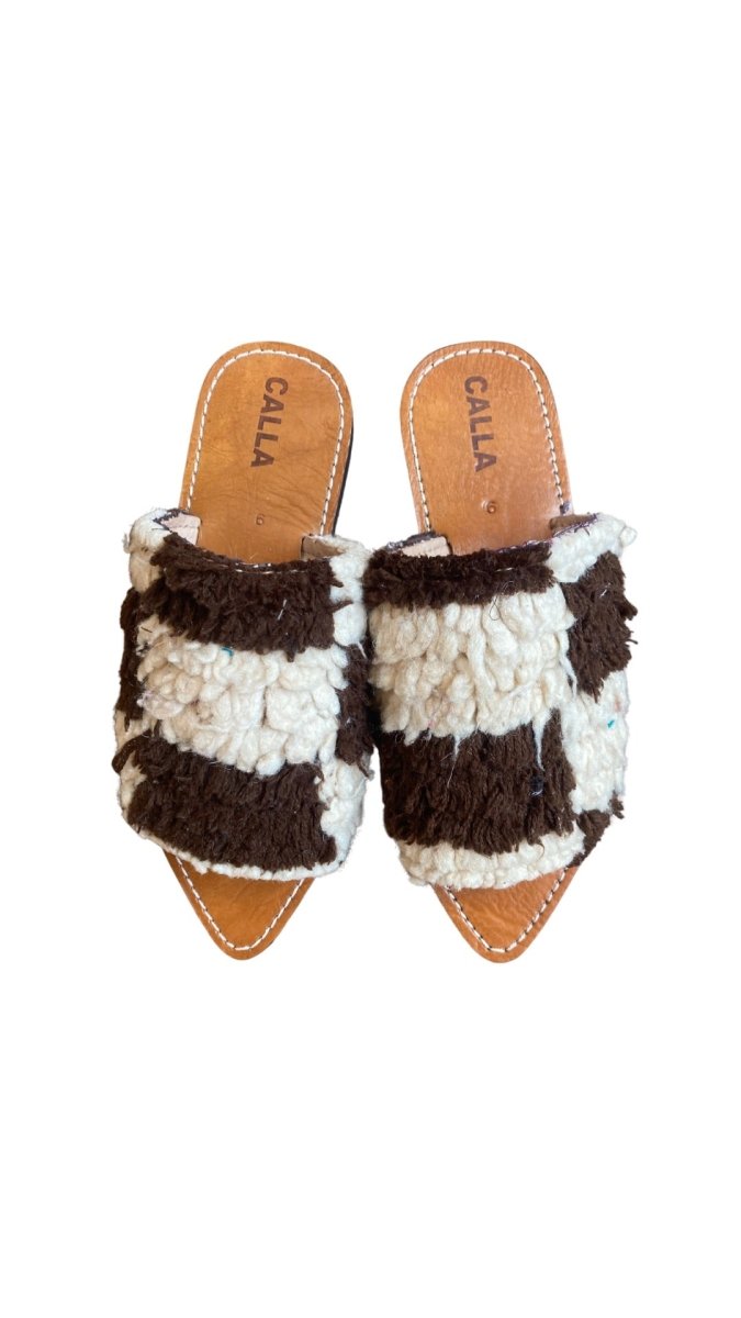 Moki Babouche “Gia IV” Flats In Colors Brown & Cream (Size 39) - Made X Hudson