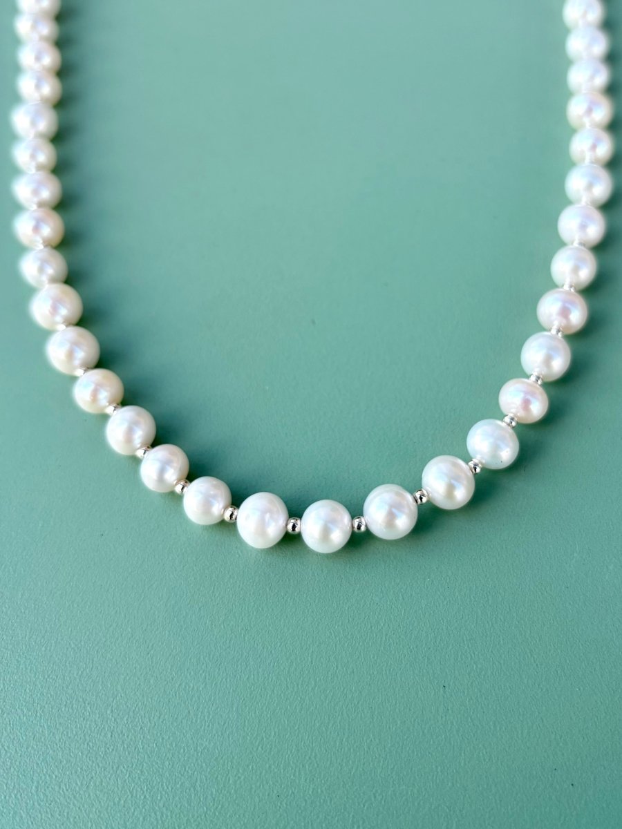 Large Link White Color Pearl Necklace - Made X Hudson