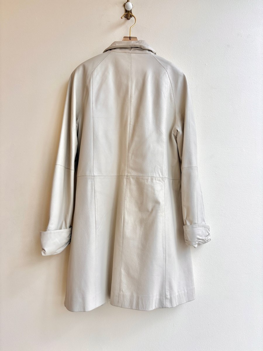 Pamela McCoy | White Leather Coat with Gold Rose (Vintage) - Made X Hudson
