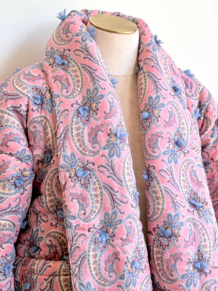 Pink Paisley Quilt Tufted Haori Jacket - Made X Hudson