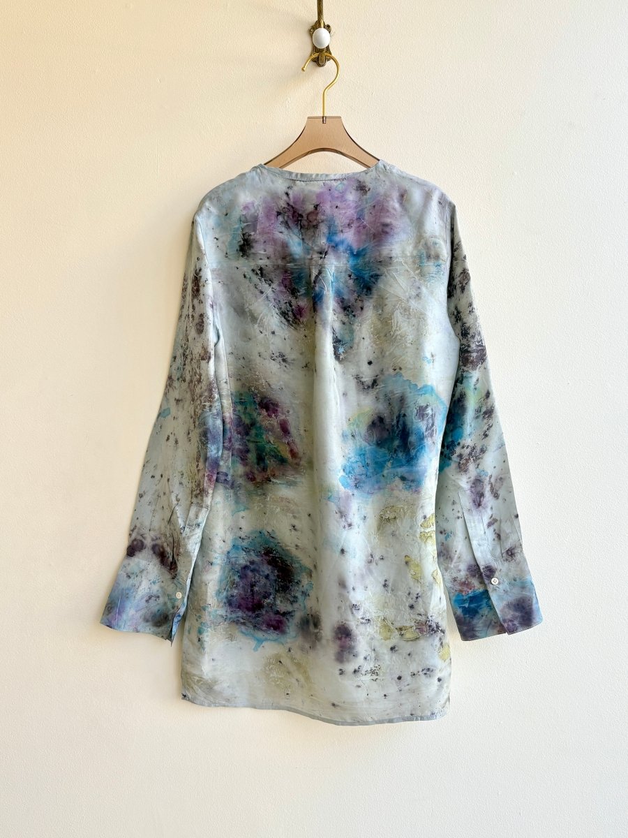 Blue Eco Printed & Hand Drawn Tunic Shirt (Reworked) - Made X Hudson