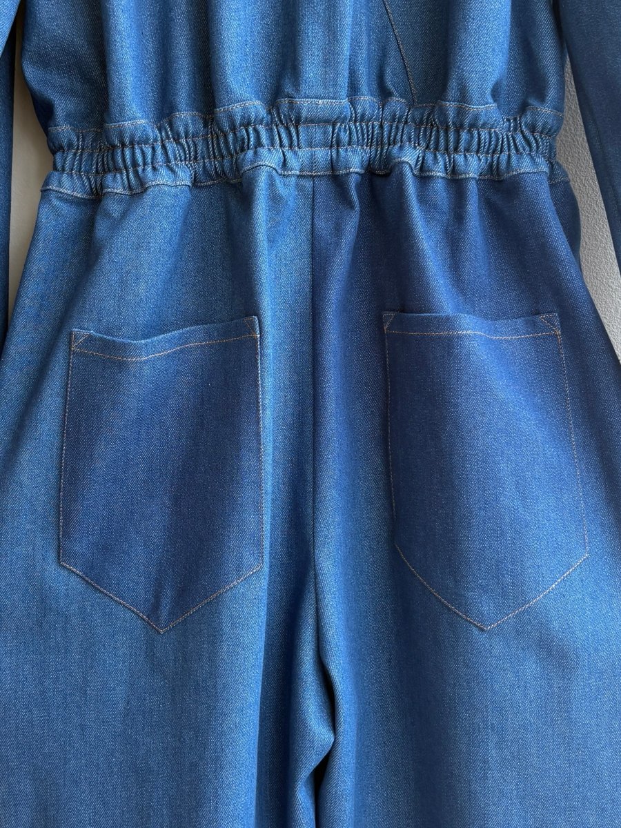 Denim and Gold Stitching Jumpsuit - Made X Hudson
