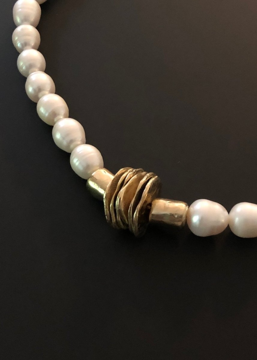 Collana Necklace | Freshwater Pearls & Brass Beads - Made X Hudson