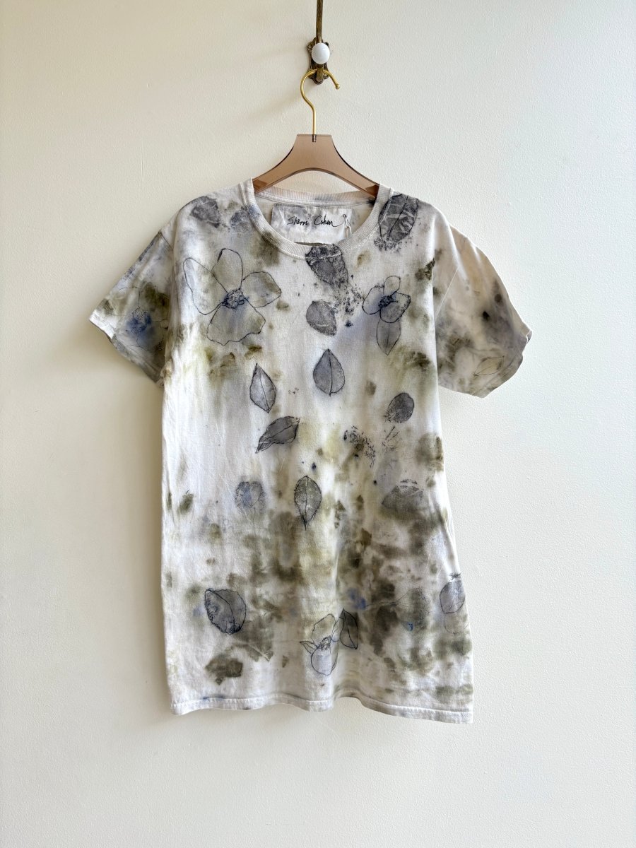 Eco Printed & Hand Drawn Cotton Tee Shirt (Reworked) - Made X Hudson