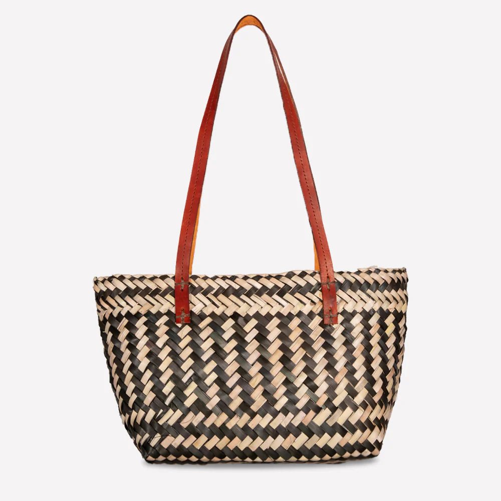 Mini Palm Tote w/ Leather Strap (Black & Natural - Made X Hudson