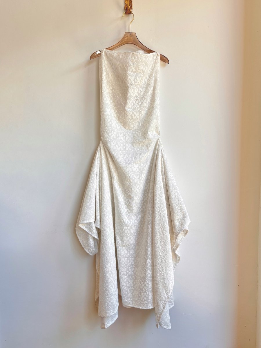 Zero - Waste Dress in White Floral Cross Stitch - Made X Hudson