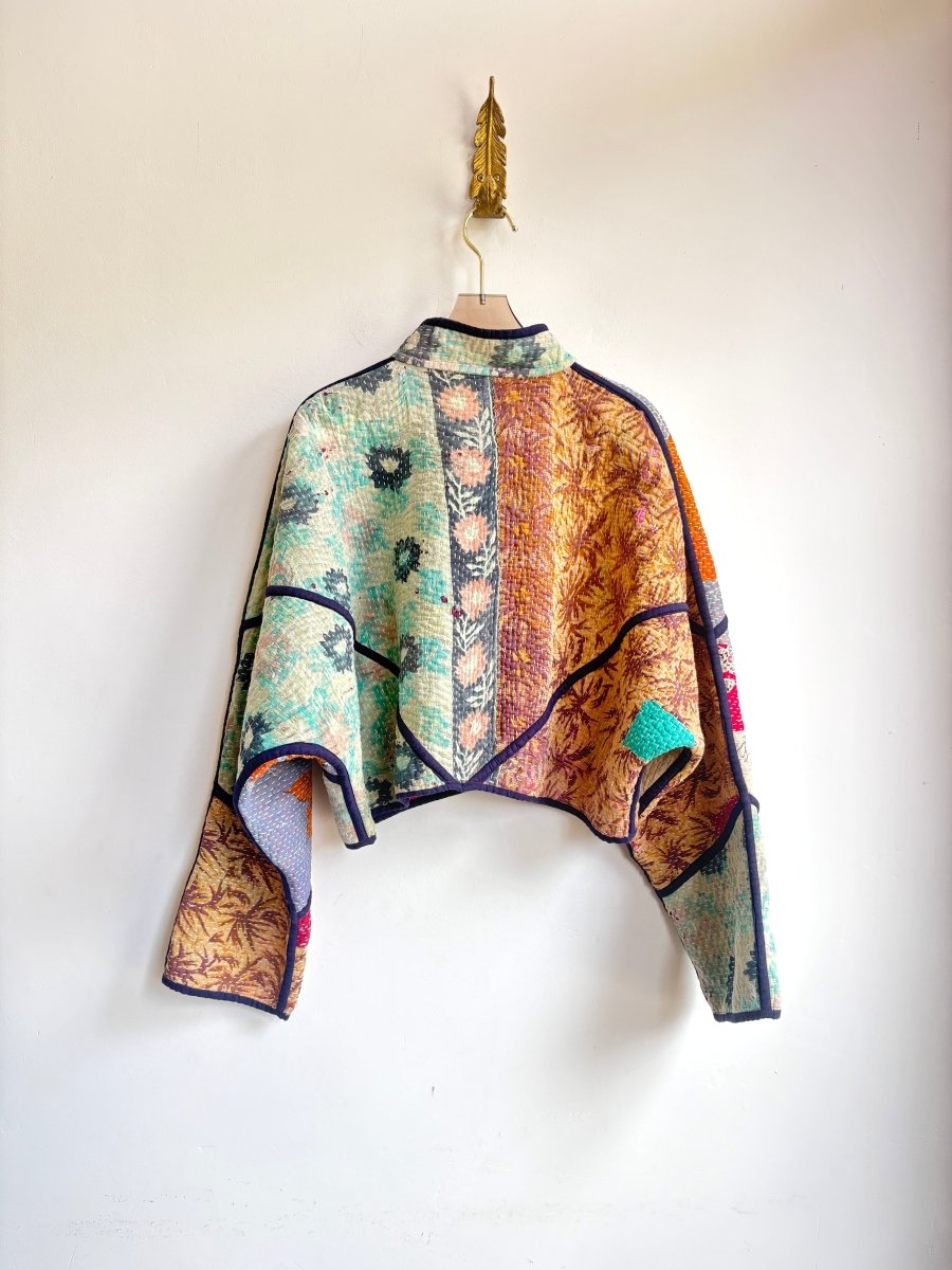 Reversible Kaira Quilted Cropped Jacket in Colors Lavender, Beige, Orange, Teal & Purple, Red, Orange, Black - Made X Hudson