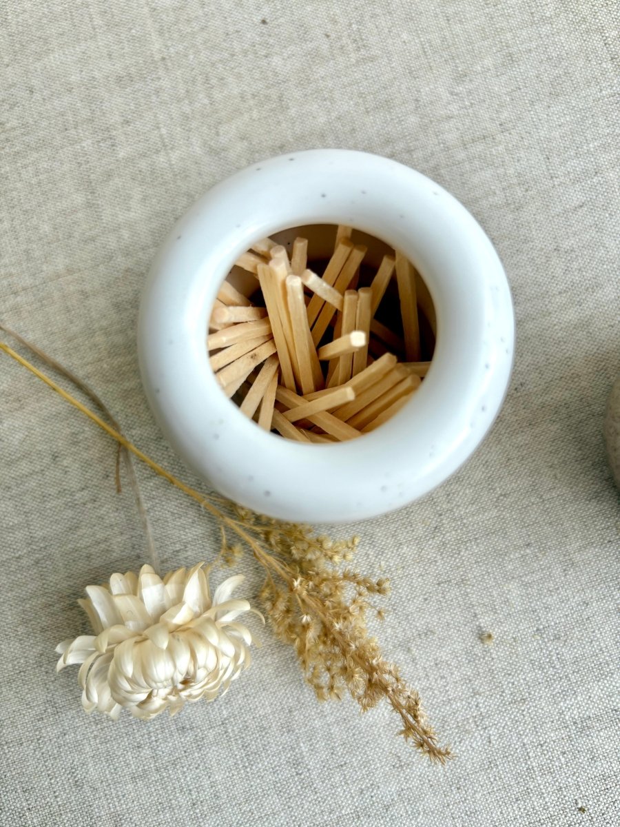 Ceramic Match Pot w/ Matches & Scratcher (Multiple Colors) - Made X Hudson