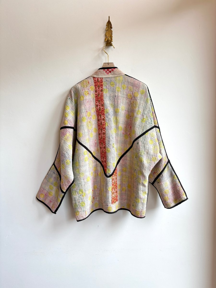 Reversible Ladhiya Quilted Jacket in Cream, Red, Green, Blue & Sky Blue, Light Lime, Rust, Blue, Red, Green - Made X Hudson