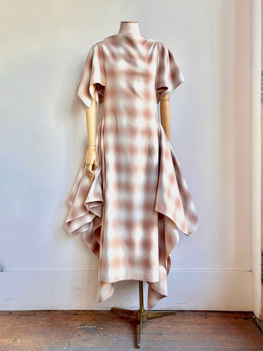 Deco Dress in Blush Faded Plaid Print - Made X Hudson