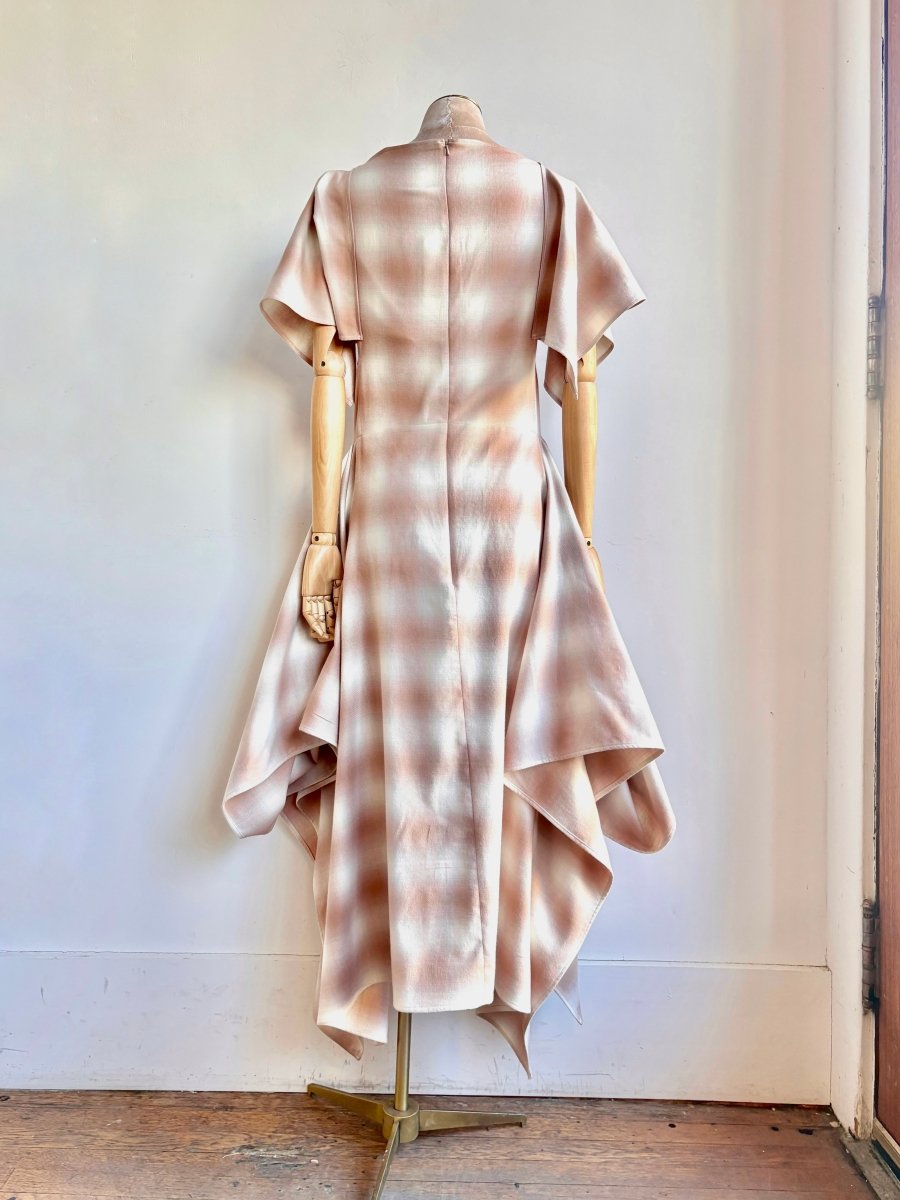 Deco Dress in Blush Faded Plaid Print - Made X Hudson