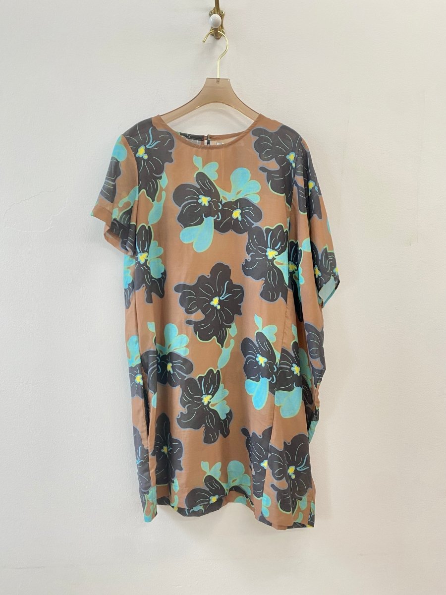 Jumbo Green, Blue, Black & Brown Floral Print Kaftan - Made X Hudson
